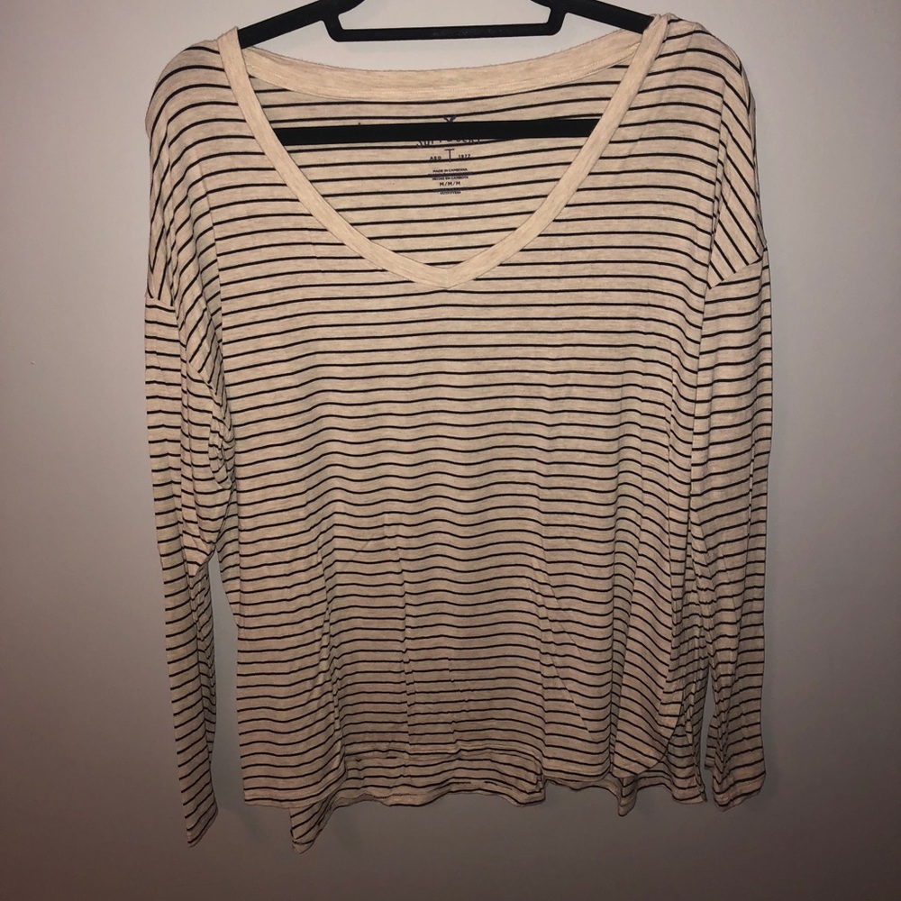 White and Black Striped Long Sleeve